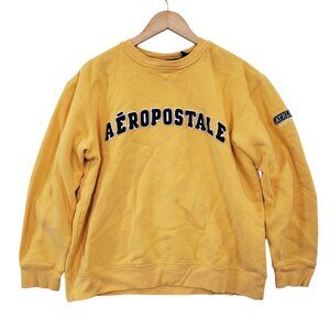 Aeropostale Yellow Sweatshirt‎ Crewneck Embroidered Logo Mens Size S Y2K Casual